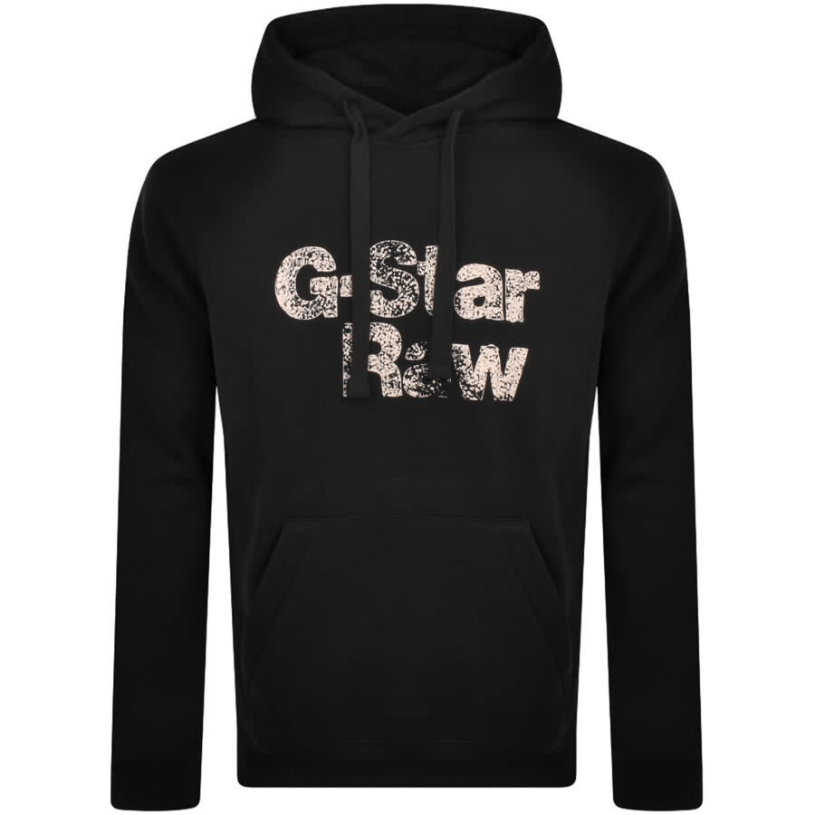 Image number 1 for G Star Raw Painted Logo Hoodie Black