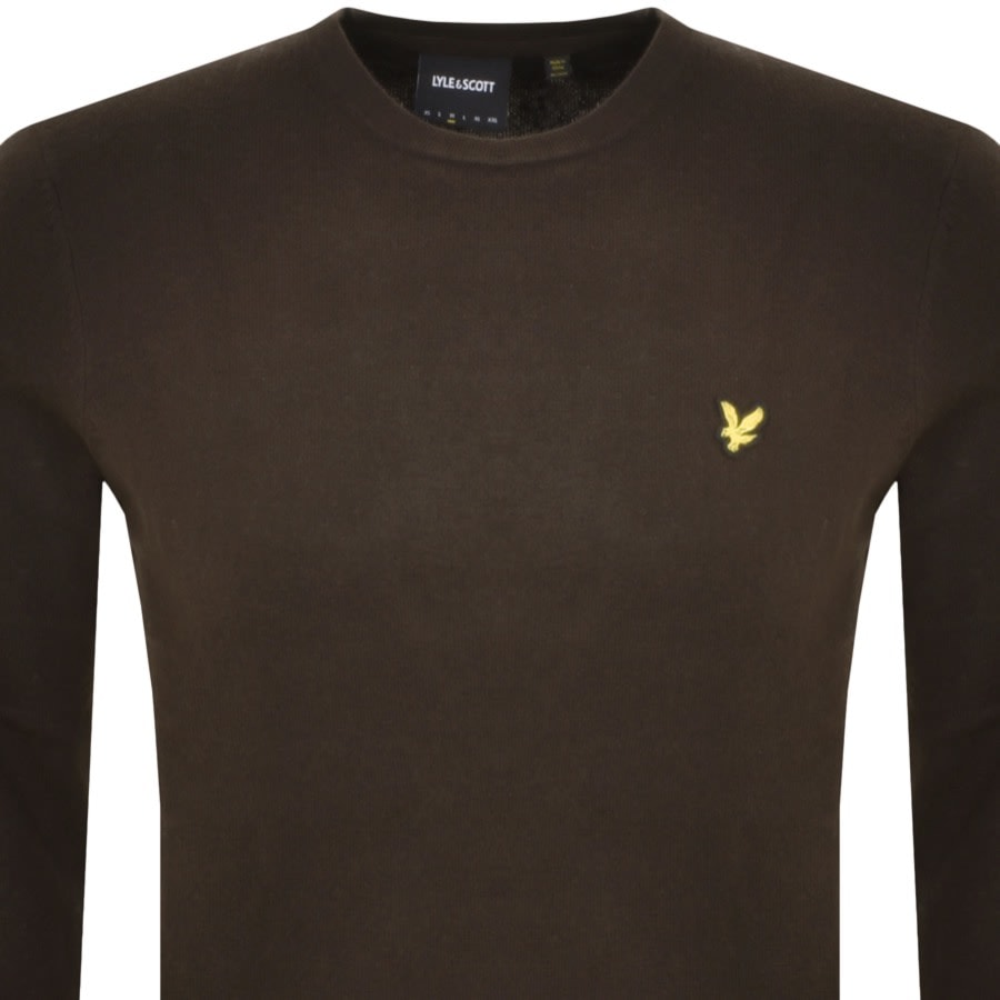 Image number 2 for Lyle And Scott Crew Neck Merino Knit Jumper Brown