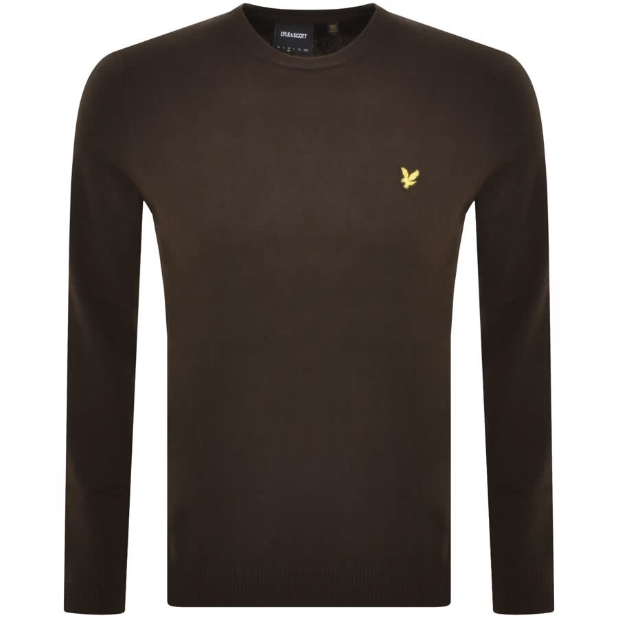 Image number 1 for Lyle And Scott Crew Neck Merino Knit Jumper Brown