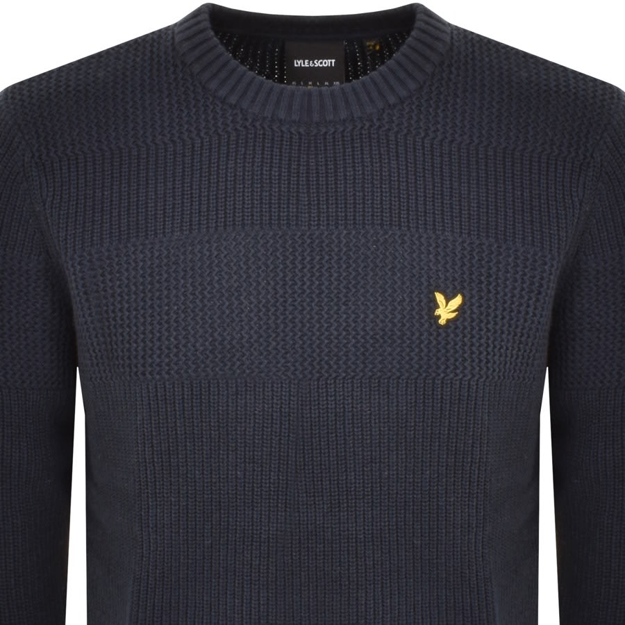 Image number 2 for Lyle And Scott Textured Stripe Knit Jumper Navy