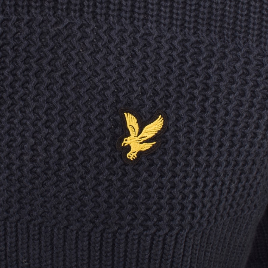 Image number 3 for Lyle And Scott Textured Stripe Knit Jumper Navy