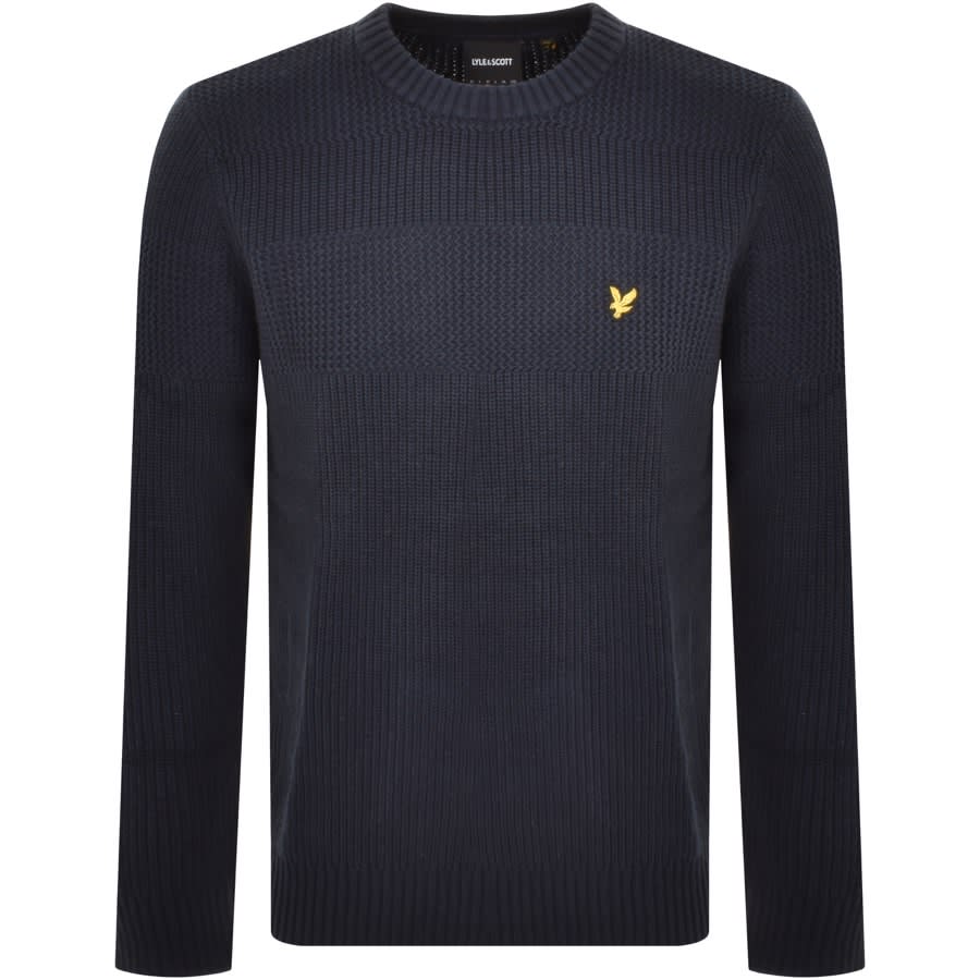 Image number 1 for Lyle And Scott Textured Stripe Knit Jumper Navy