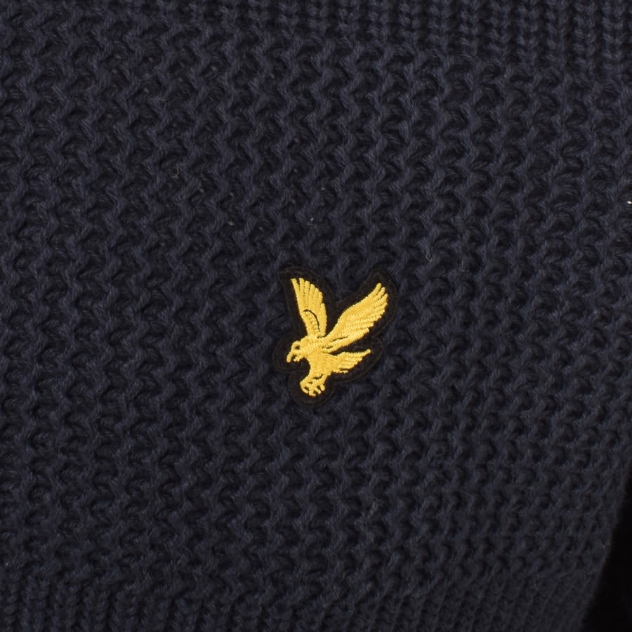 Image number 3 for Lyle And Scott Textured Rugby Knit Jumper Navy