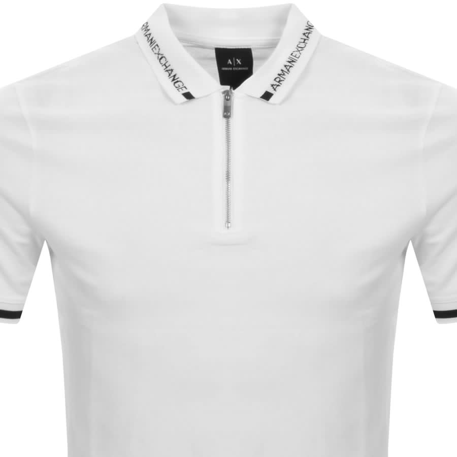 Image number 2 for Armani Exchange Quarter Zip Polo T Shirt White