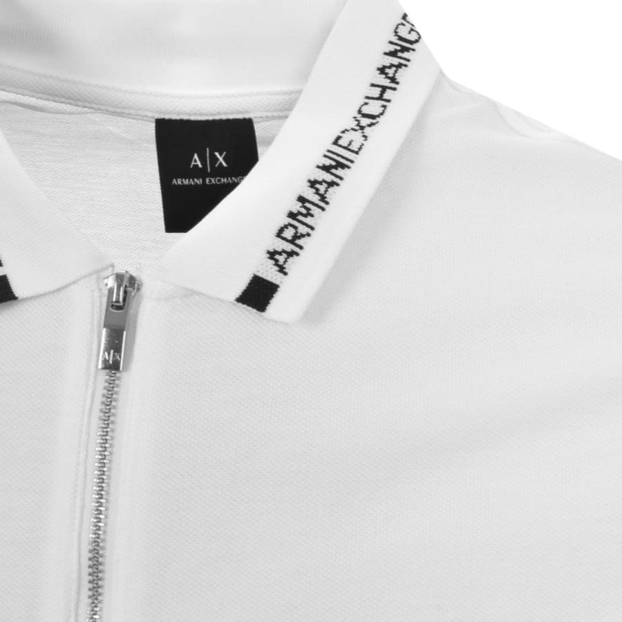 Image number 3 for Armani Exchange Quarter Zip Polo T Shirt White