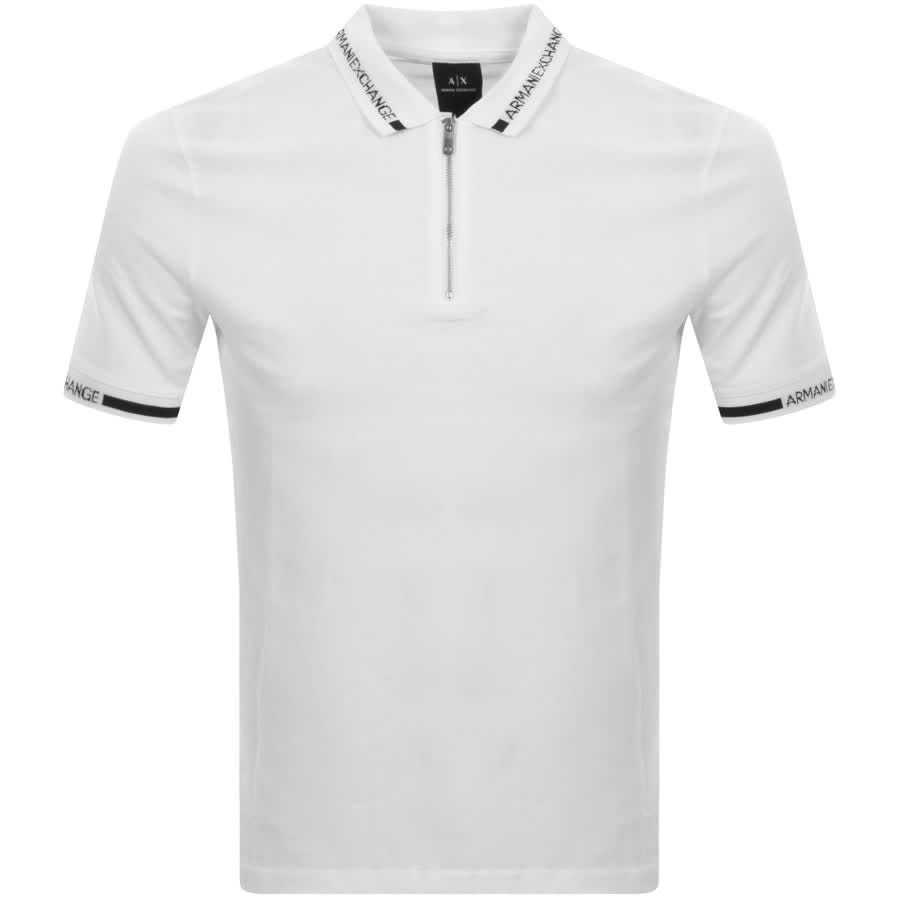 Image number 1 for Armani Exchange Quarter Zip Polo T Shirt White