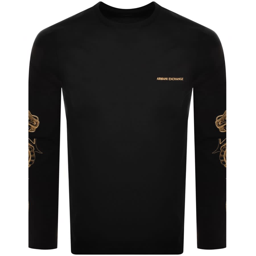 Image number 2 for Armani Exchange Long Sleeve Logo T Shirt Black