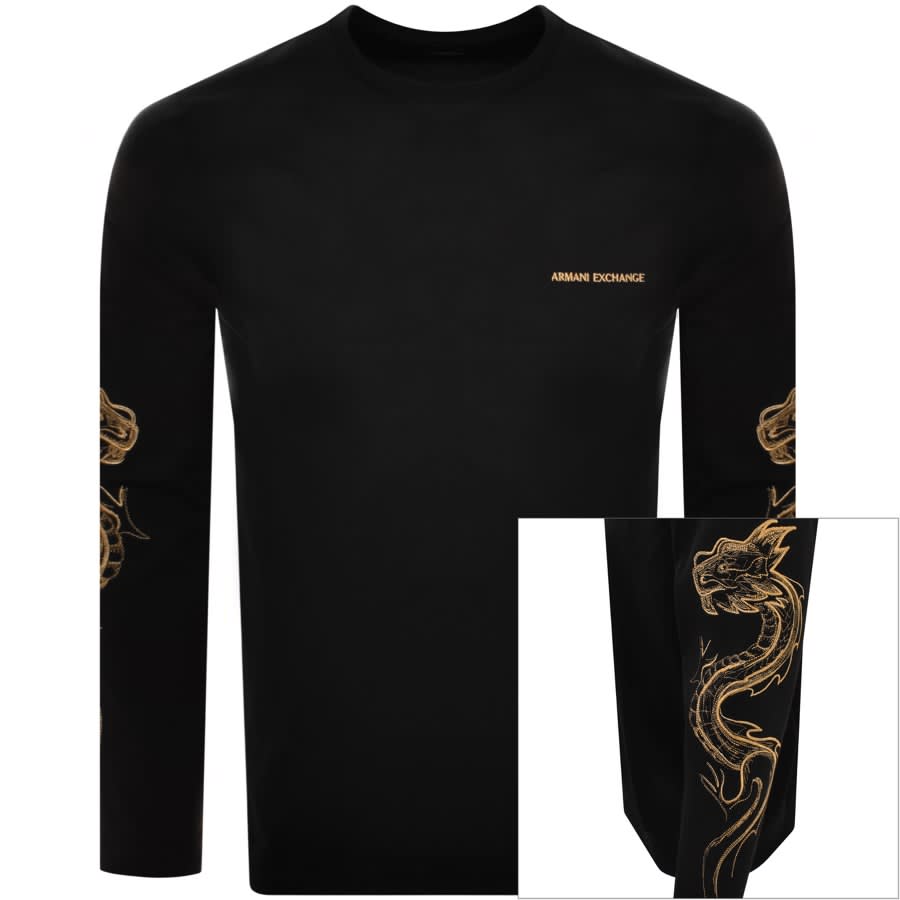 Image number 1 for Armani Exchange Long Sleeve Logo T Shirt Black