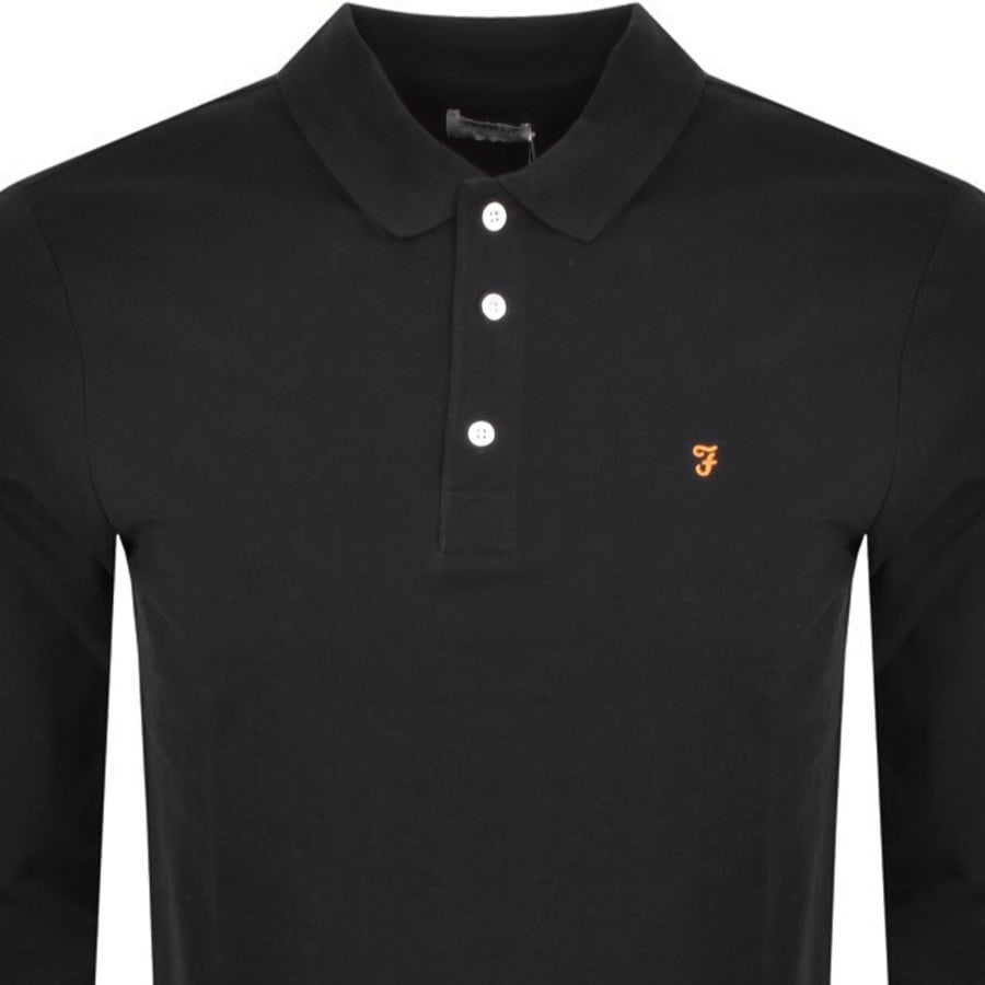 Image number 2 for Farah Vintage Blanes Long Sleeve Polo T Shirt Blac