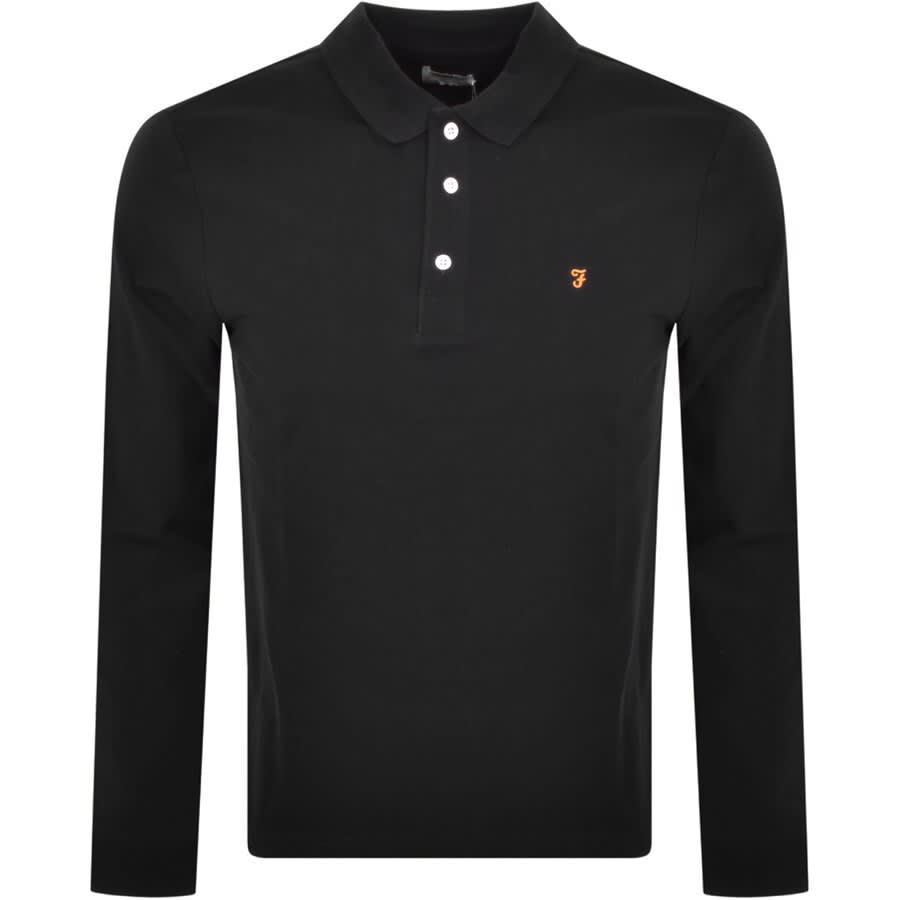 Image number 1 for Farah Vintage Blanes Long Sleeve Polo T Shirt Blac