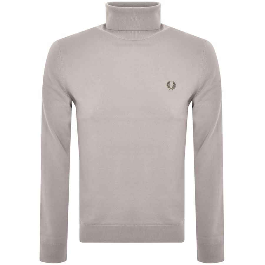 Image number 1 for Fred Perry Roll Neck Knit Jumper Grey