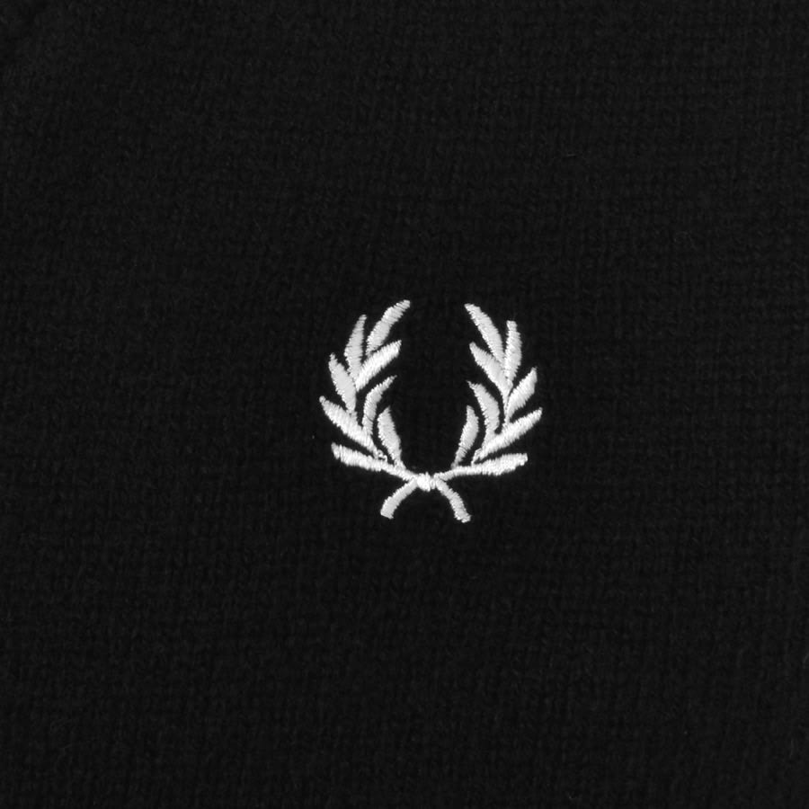 Image number 3 for Fred Perry Laurel Wreath Trim Knit Cardigan Black
