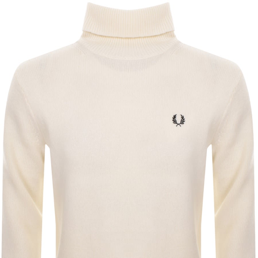 Image number 2 for Fred Perry Roll Neck Knit Jumper Cream