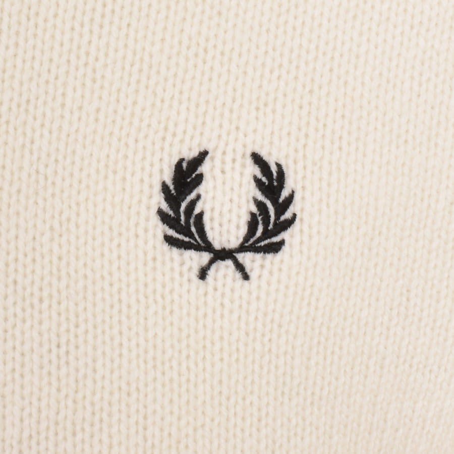 Image number 3 for Fred Perry Roll Neck Knit Jumper Cream