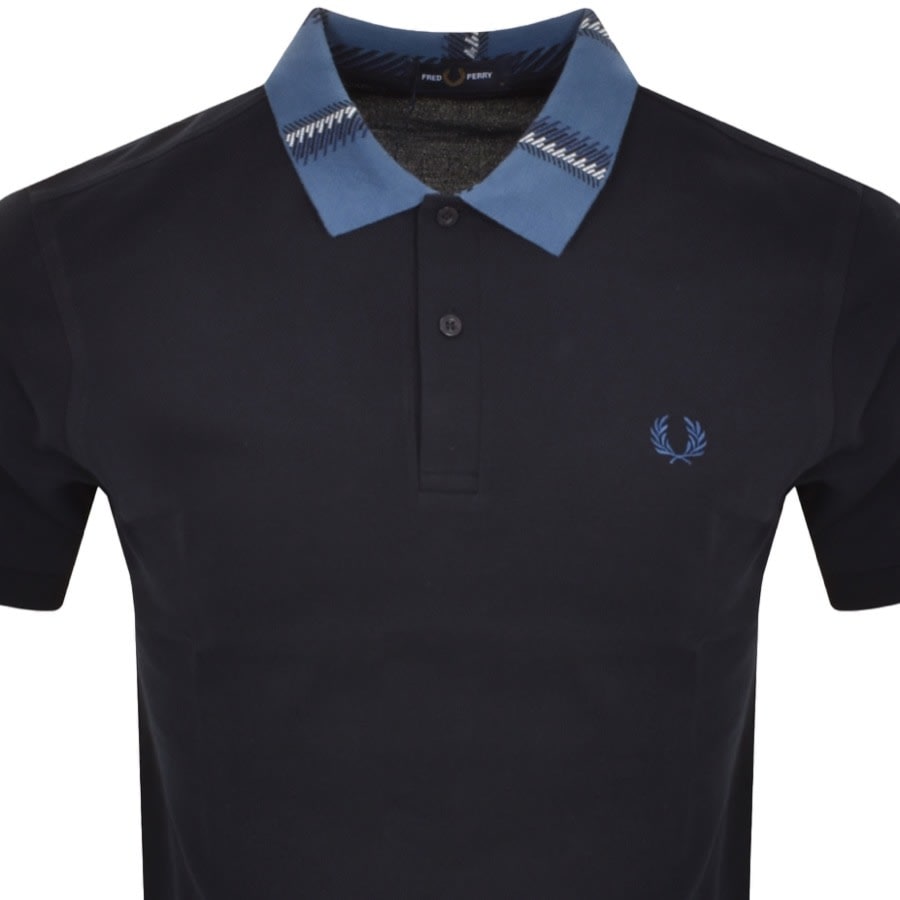 Image number 2 for Fred Perry Graphic Collar Polo T Shirt Navy