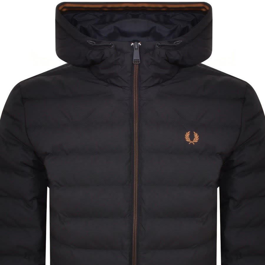 Image number 2 for Fred Perry Hooded Insulated Jacket Navy