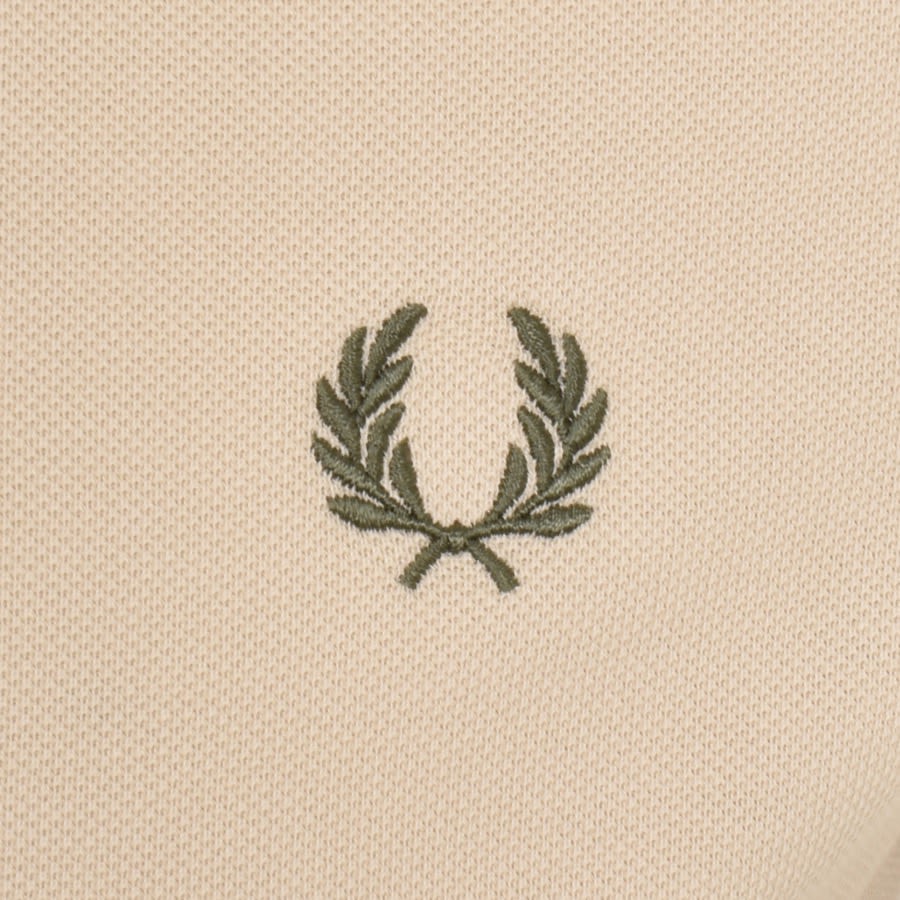 Image number 3 for Fred Perry Long Sleeved Pique Polo T Shirt Beige
