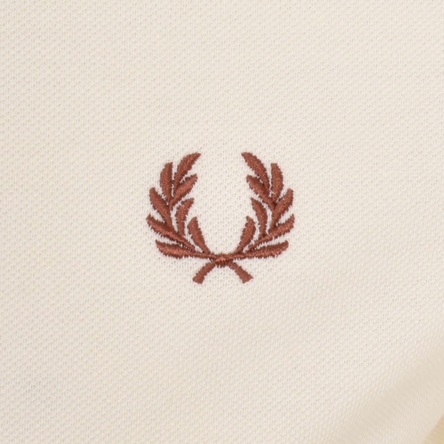 Image number 3 for Fred Perry Long Sleeved Pique Polo T Shirt Cream