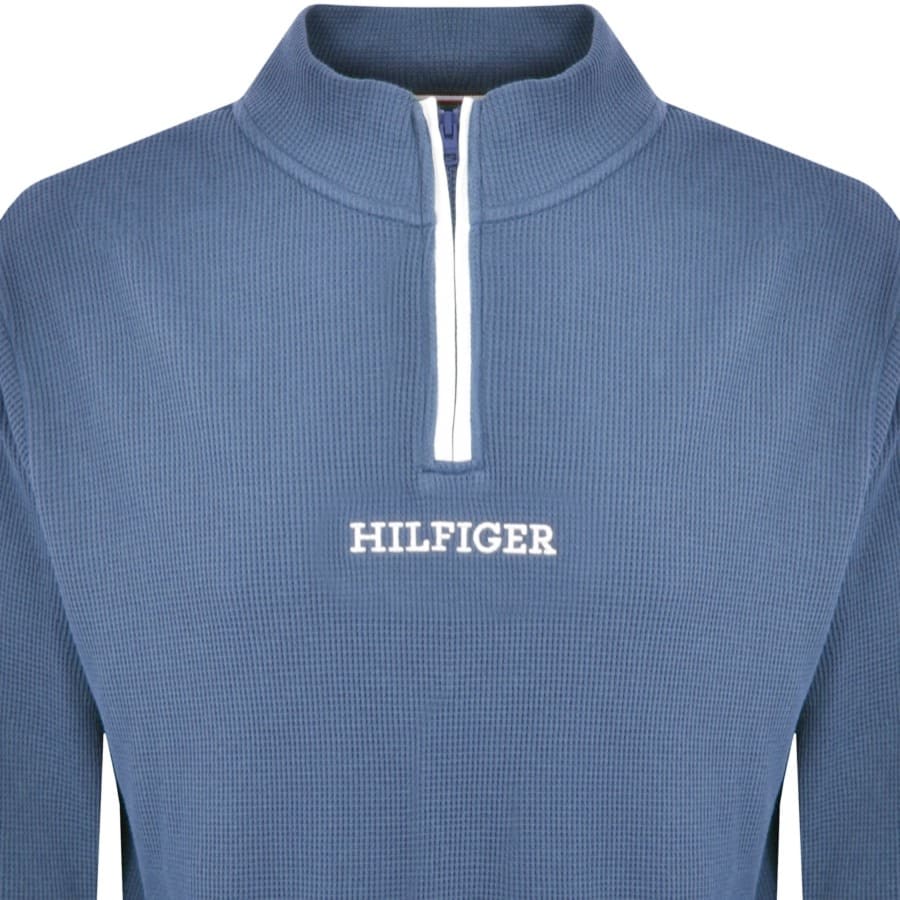 Image number 2 for Tommy Hilfiger Lounge Half Zip Sweatshirt Blue