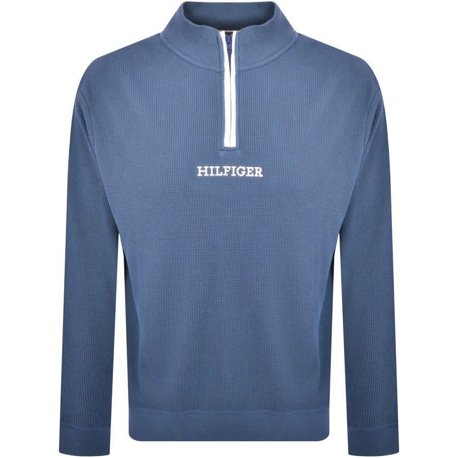 Image number 1 for Tommy Hilfiger Lounge Half Zip Sweatshirt Blue