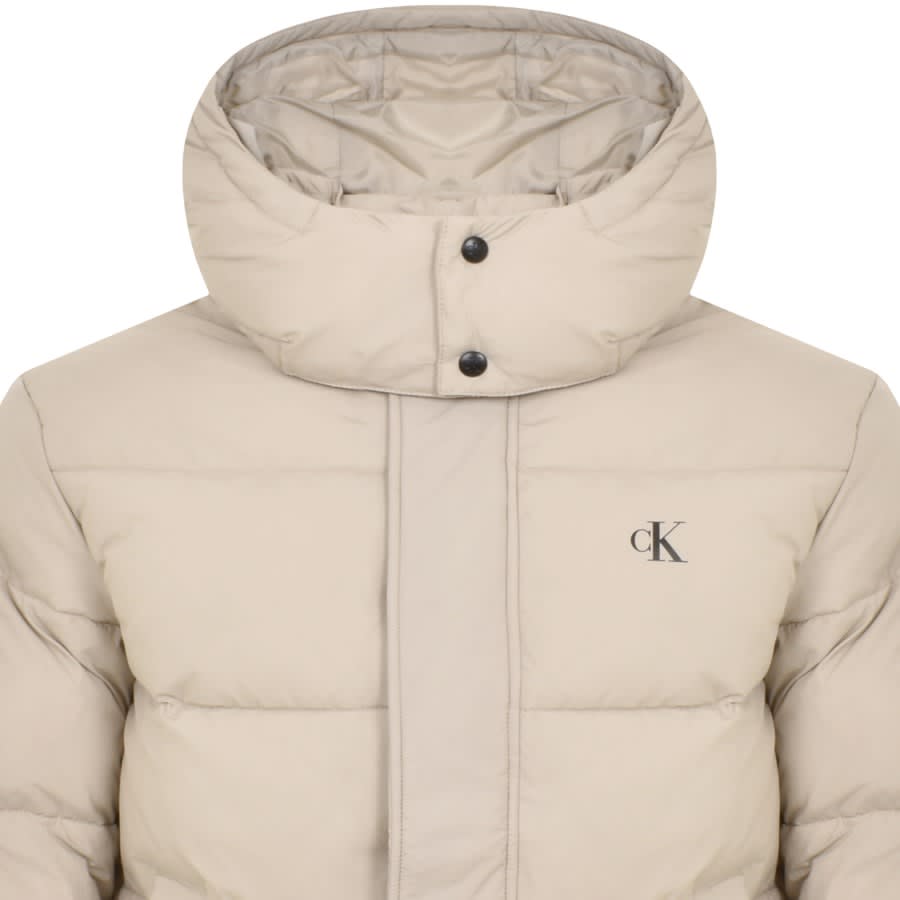 Image number 2 for Calvin Klein Jeans Non Down Logo Jacket Beige