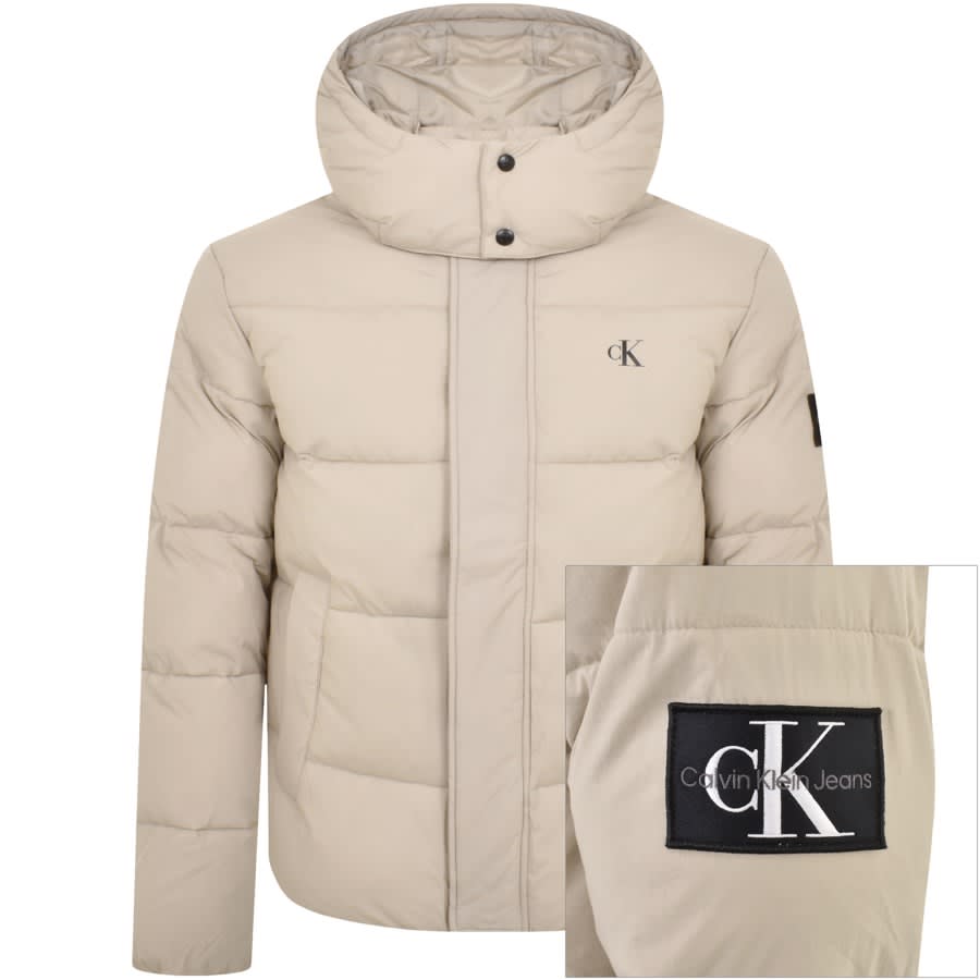 Image number 1 for Calvin Klein Jeans Non Down Logo Jacket Beige