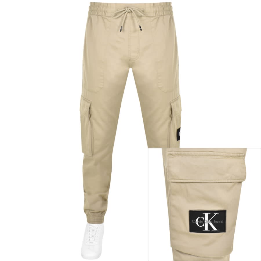 Image number 1 for Calvin Klein Jeans Skinny Cargo Trousers Beige