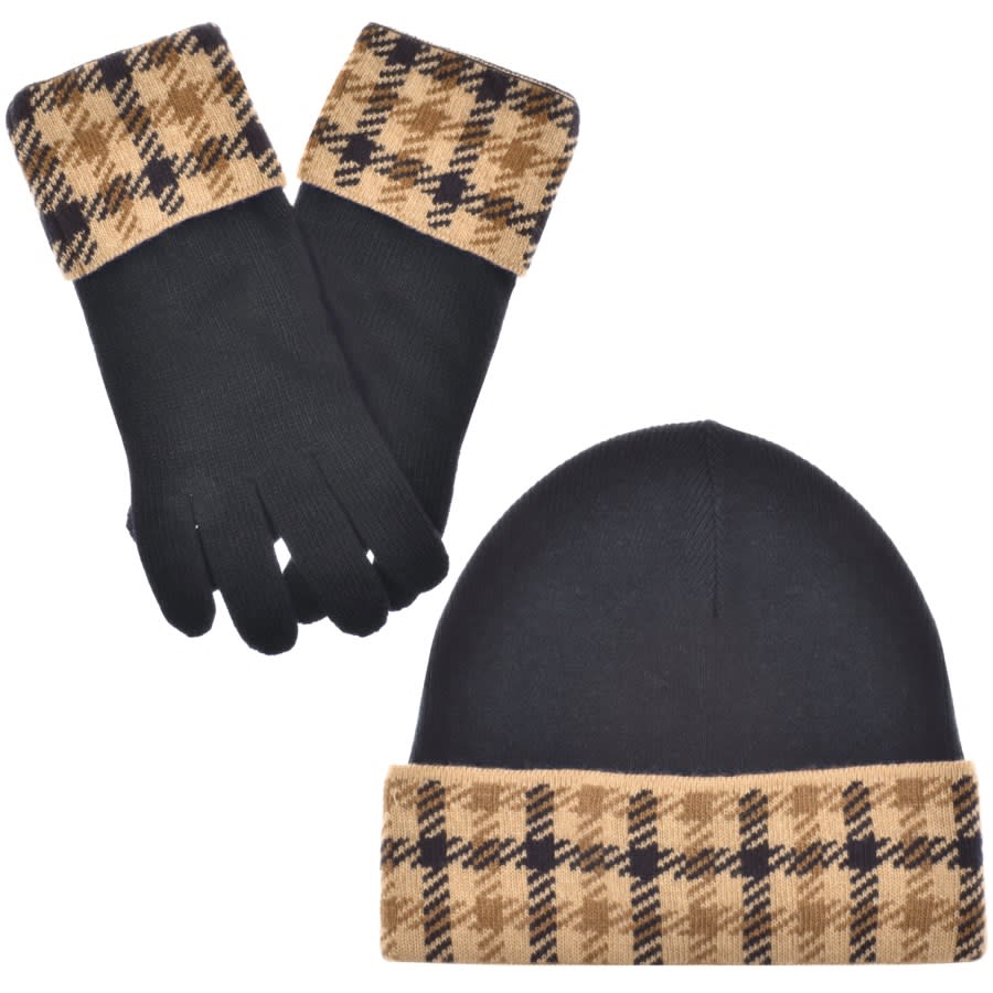 Image number 1 for Aquascutum Beanie Hat And Gloves Set Navy