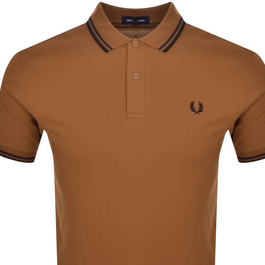 Image number 2 for Fred Perry Twin Tipped Polo T Shirt Brown