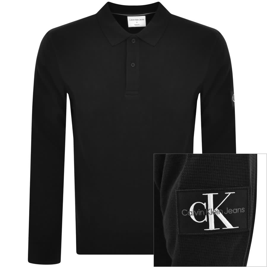 Image number 1 for Calvin Klein Jeans Long Sleeve Polo T Shirt Black