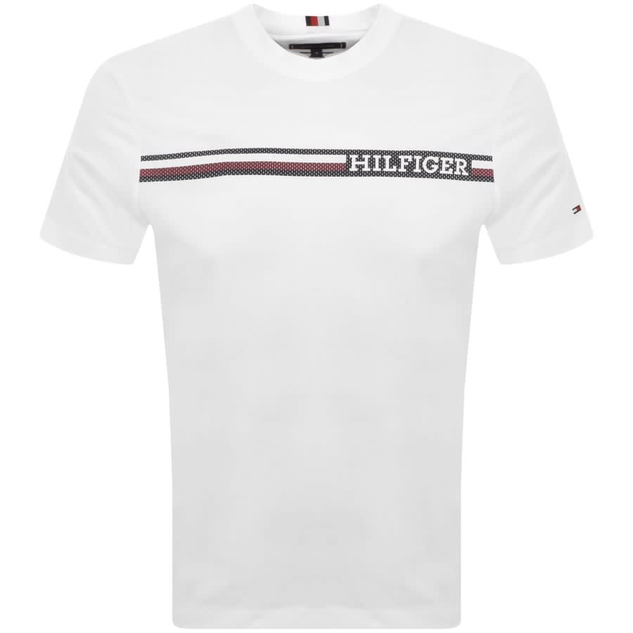 Image number 1 for Tommy Hilfiger Monotype Chest Stripe T Shirt White