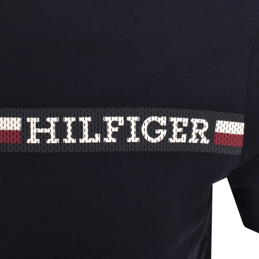 Image number 3 for Tommy Hilfiger Monotype Chest Stripe T Shirt Navy