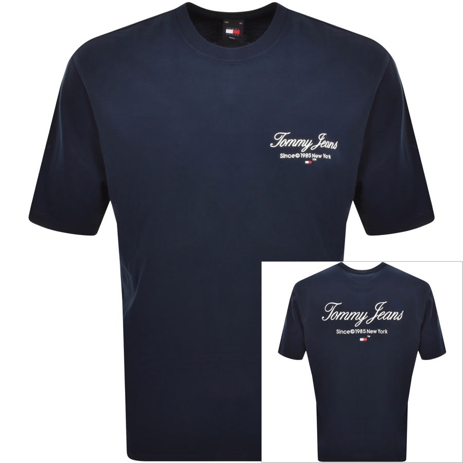 Image number 1 for Tommy Jeans Oversized Logo T Shirt Navy