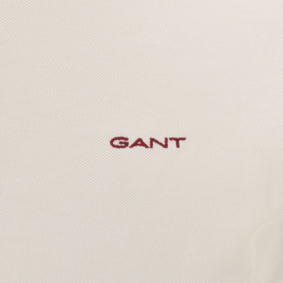 Image number 3 for Gant Collar Tipping Rugger Polo T Shirt Cream