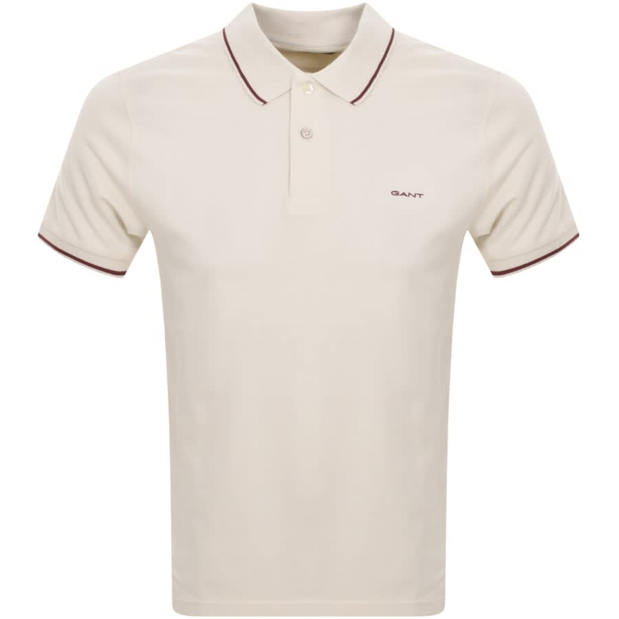 Image number 1 for Gant Collar Tipping Rugger Polo T Shirt Cream