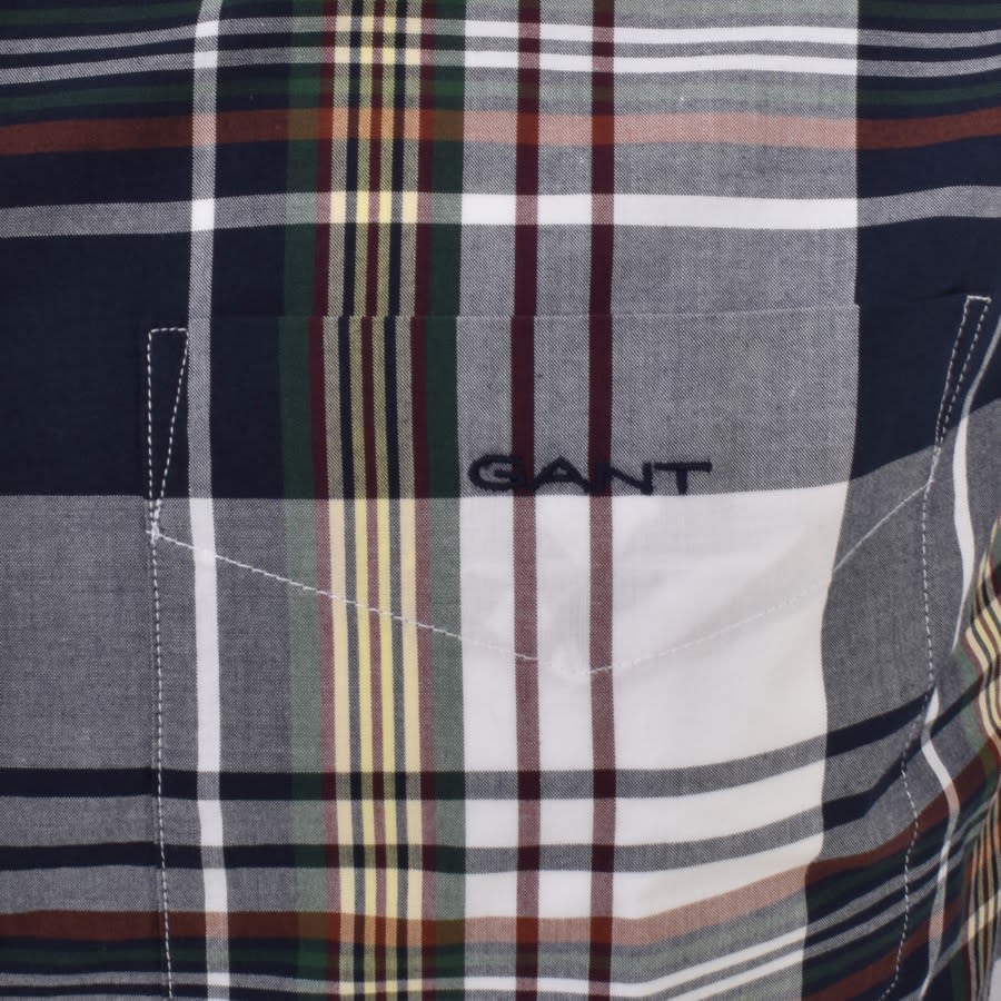 Image number 3 for Gant Check Long Sleeved Poplin Shirt Navy