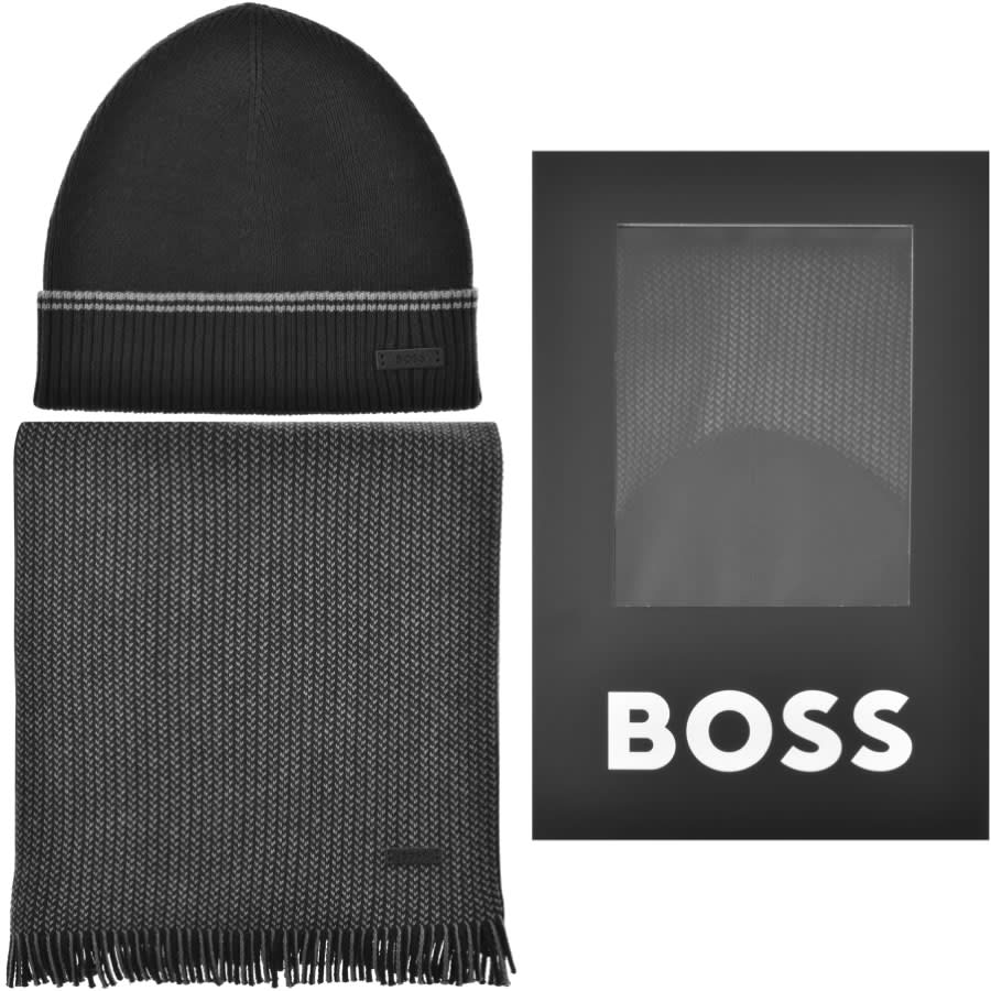 Image number 1 for BOSS Mind Beanie And Scarf Gift Set Black