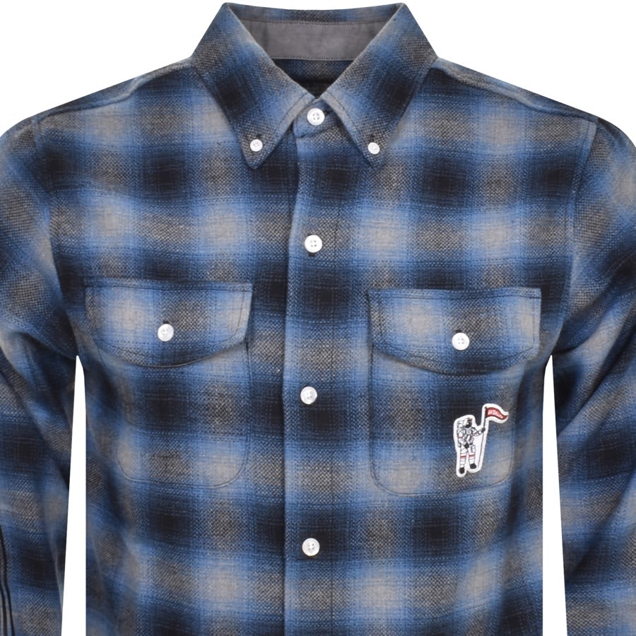 Image number 2 for Billionaire Boys Club Long Sleeved Check Shirt Blu