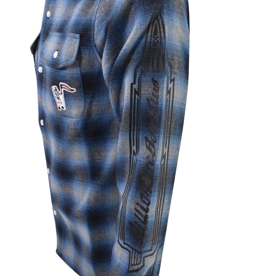 Image number 3 for Billionaire Boys Club Long Sleeved Check Shirt Blu