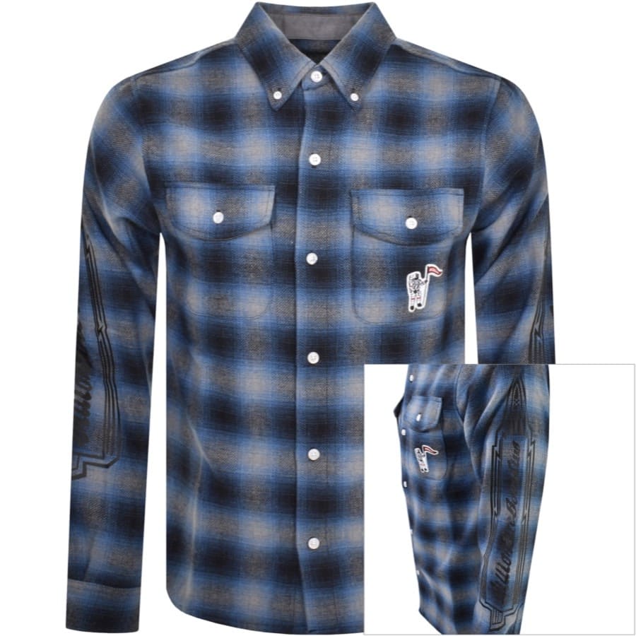 Image number 1 for Billionaire Boys Club Long Sleeved Check Shirt Blu