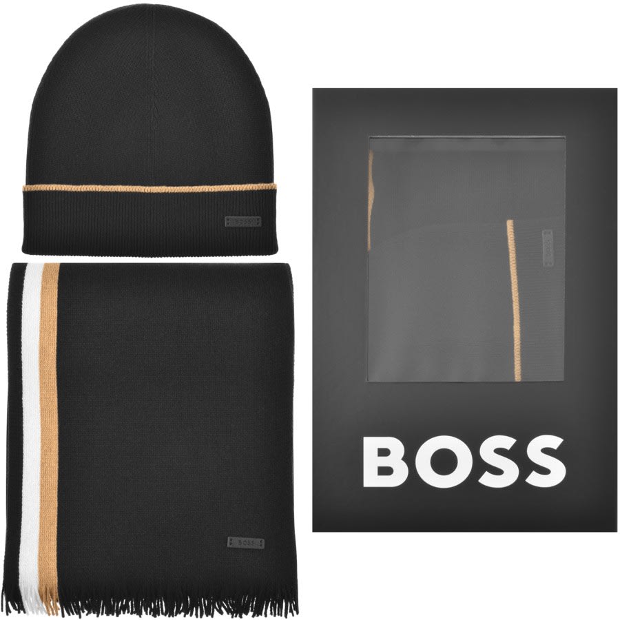 Image number 1 for BOSS Morbido Beanie And Scarf Gift Set Black