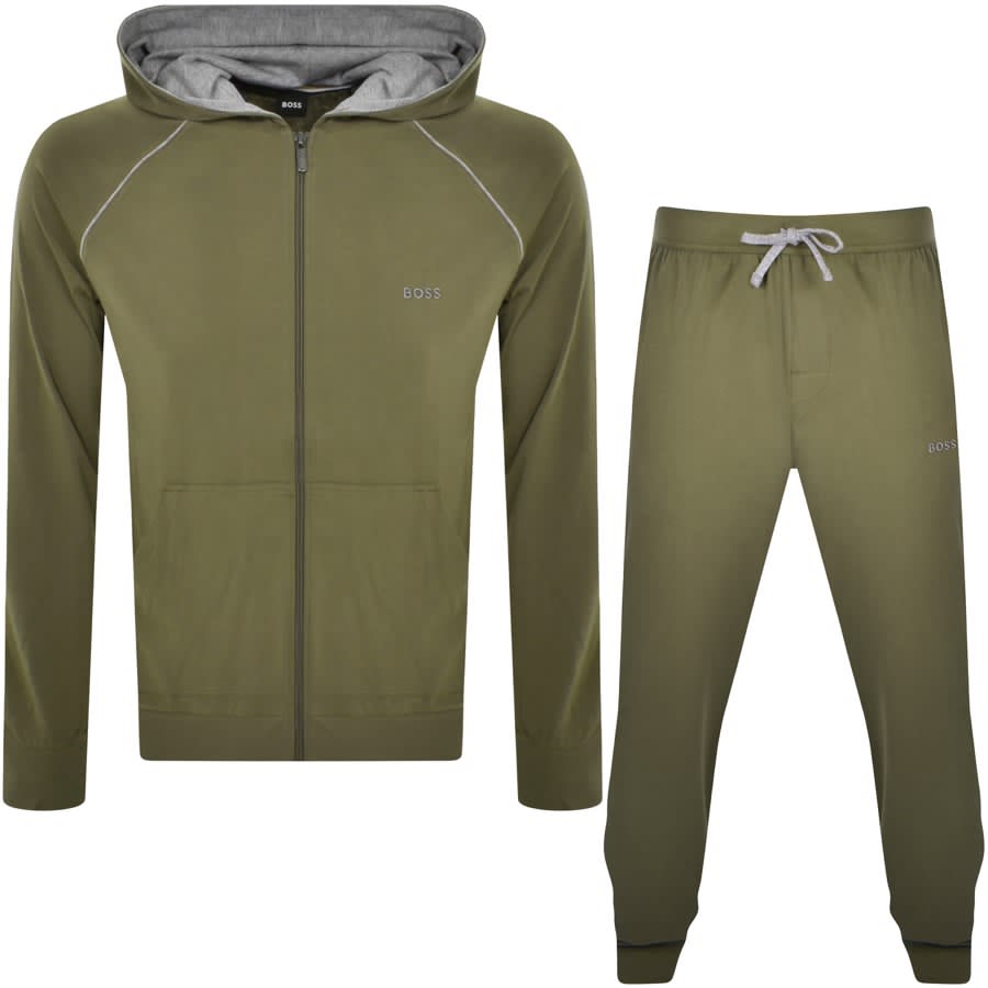 Image number 1 for BOSS Lounge Hooded Tracksuit Khaki