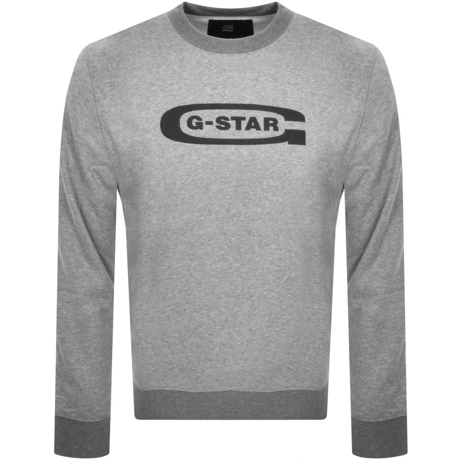 Image number 1 for G Star Raw Old School Logo Sweatshirt Grey