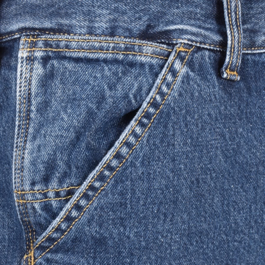 Image number 4 for Carhartt WIP Single Knee Mid Wash Jeans Blue