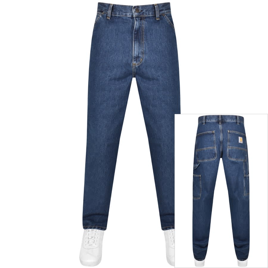 Image number 1 for Carhartt WIP Single Knee Mid Wash Jeans Blue