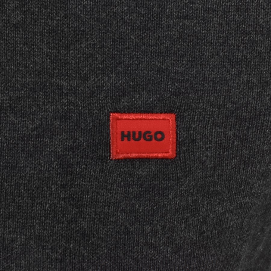 Image number 3 for HUGO  San Qunitus Half Zip Knit Jumper Grey