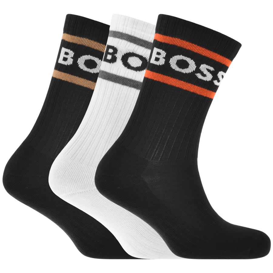 Image number 1 for BOSS Three Pack Crew Socks Black