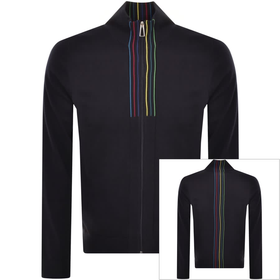 Image number 1 for Paul Smith Full Zip Knit Cardigan Navy