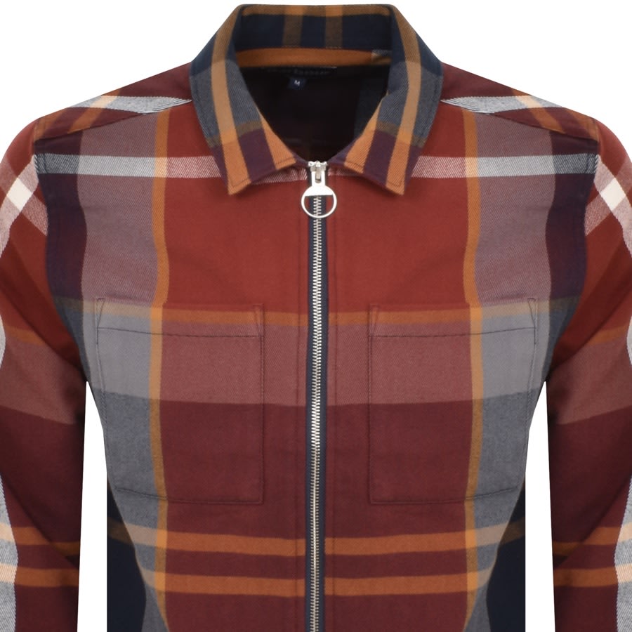 Image number 2 for Barbour Lannich Overshirt Jacket Red