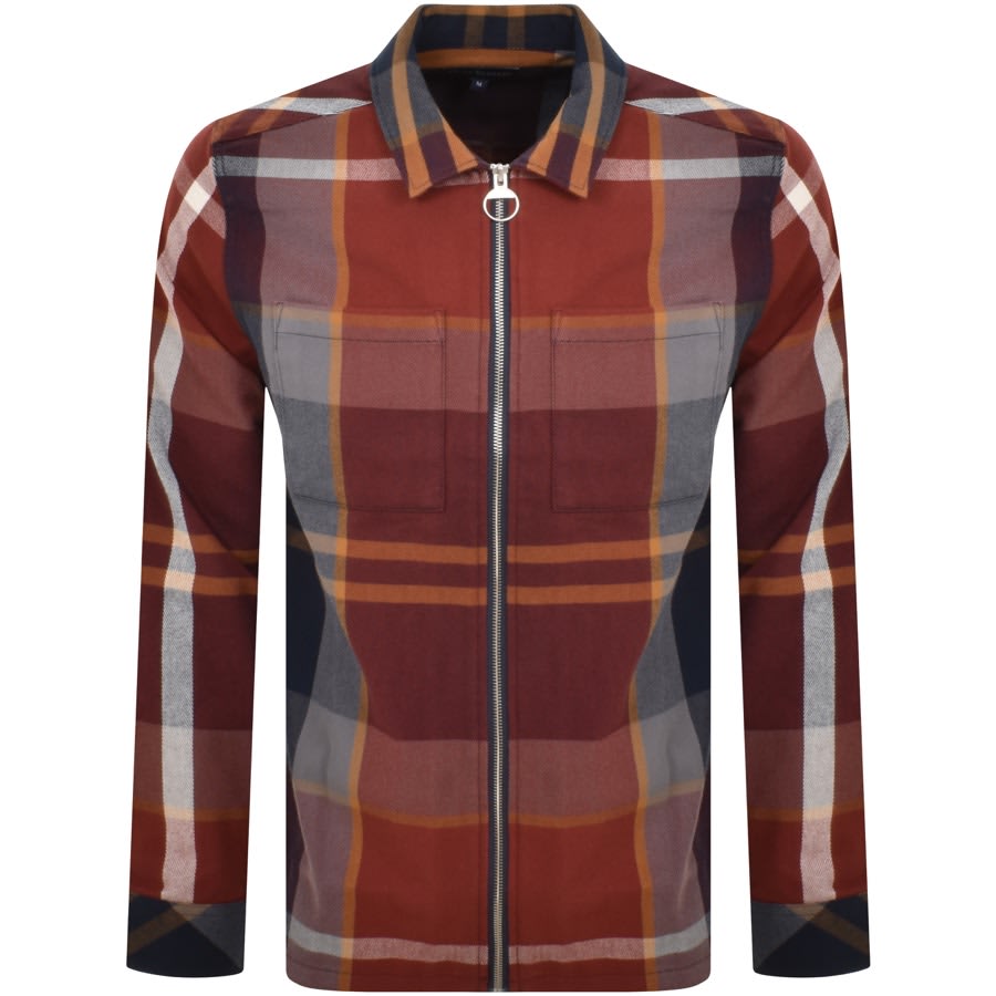 Image number 1 for Barbour Lannich Overshirt Jacket Red